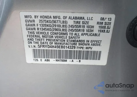 2014 Acura Mdx Technology Package from USA, damaged, VIN 5FRYD4H49EB014329